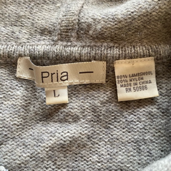 Pria gray lambs wool sweater hoodie - Picture 3 of 12